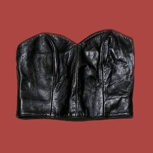 Vintage 90's Michael Hoban North Beach Black Leather Bustier Top